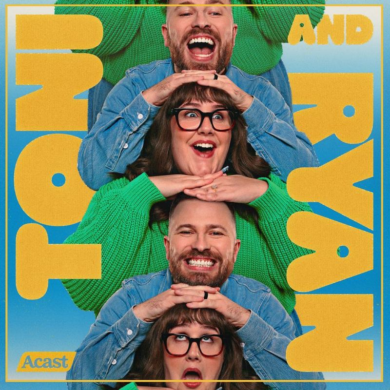 Toni and Ryan Podcast official cover art, framed in yellow